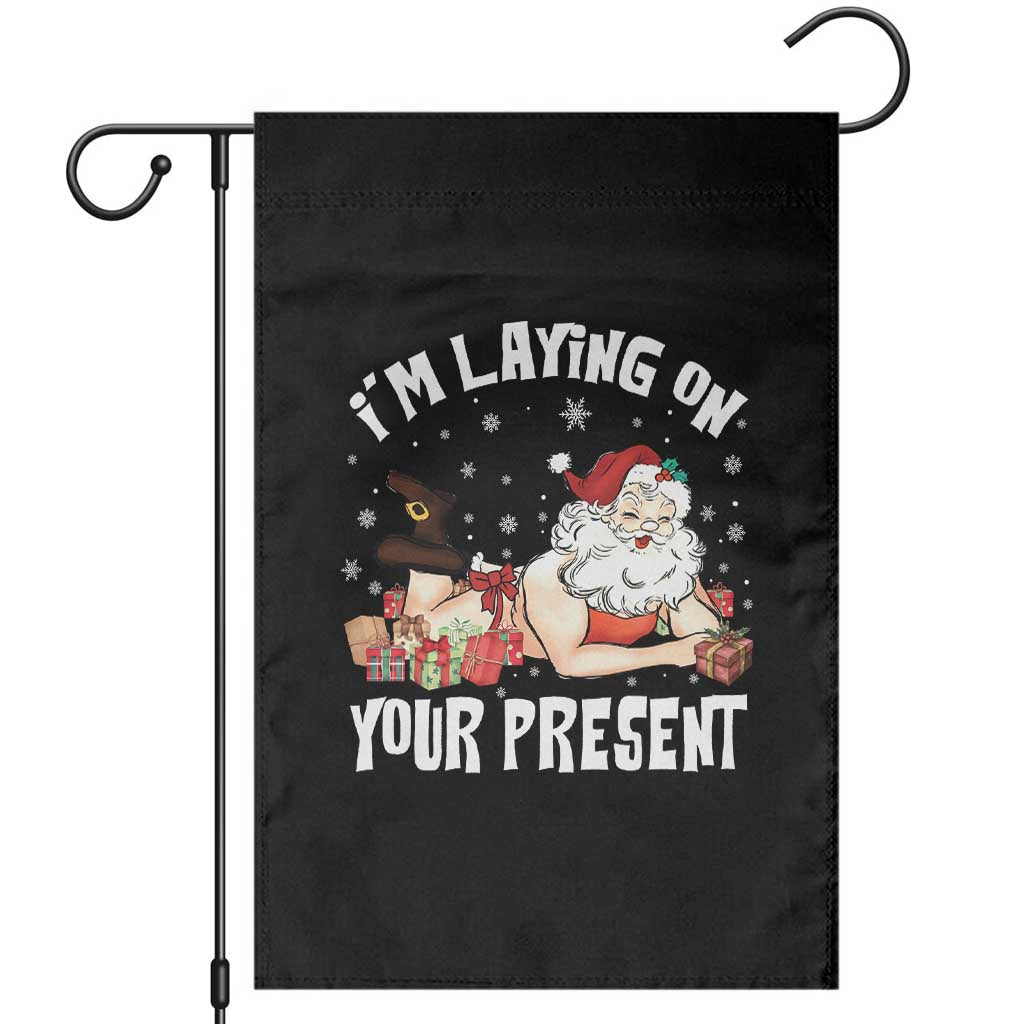Funny Naughty Christmas Santa Garden Flag I'm Laying On Your Present - Wonder Print Shop