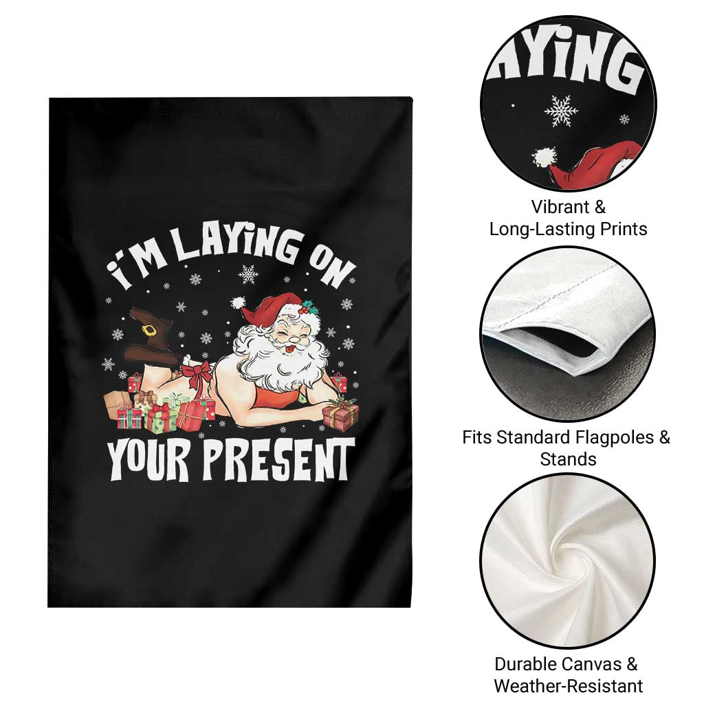 Funny Naughty Christmas Santa Garden Flag I'm Laying On Your Present - Wonder Print Shop