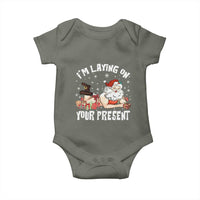 Funny Naughty Christmas Santa Baby Onesie I'm Laying On Your Present - Wonder Print Shop