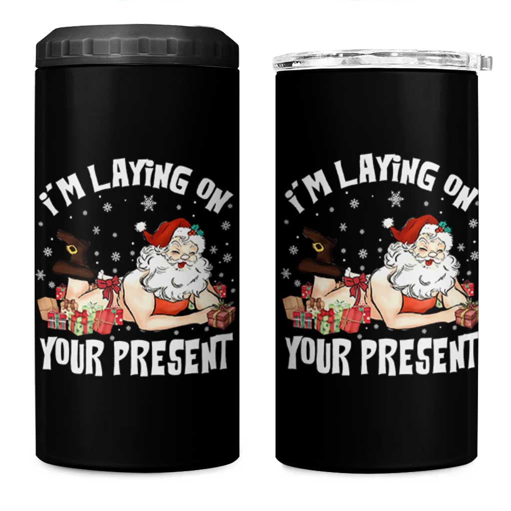 Funny Naughty Christmas Santa 4 in 1 Can Cooler Tumbler I'm Laying On Your Present - Wonder Print Shop