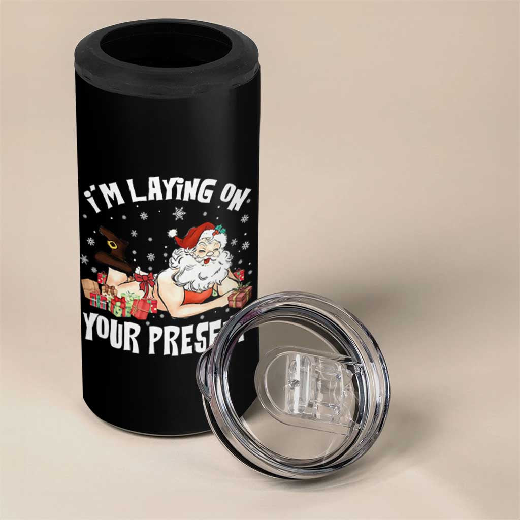 Funny Naughty Christmas Santa 4 in 1 Can Cooler Tumbler I'm Laying On Your Present - Wonder Print Shop