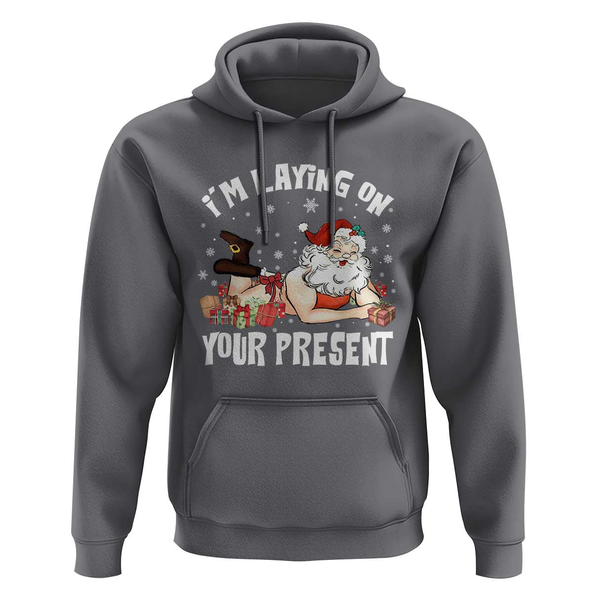 Funny Naughty Christmas Santa Hoodie I'm Laying On Your Present - Wonder Print Shop