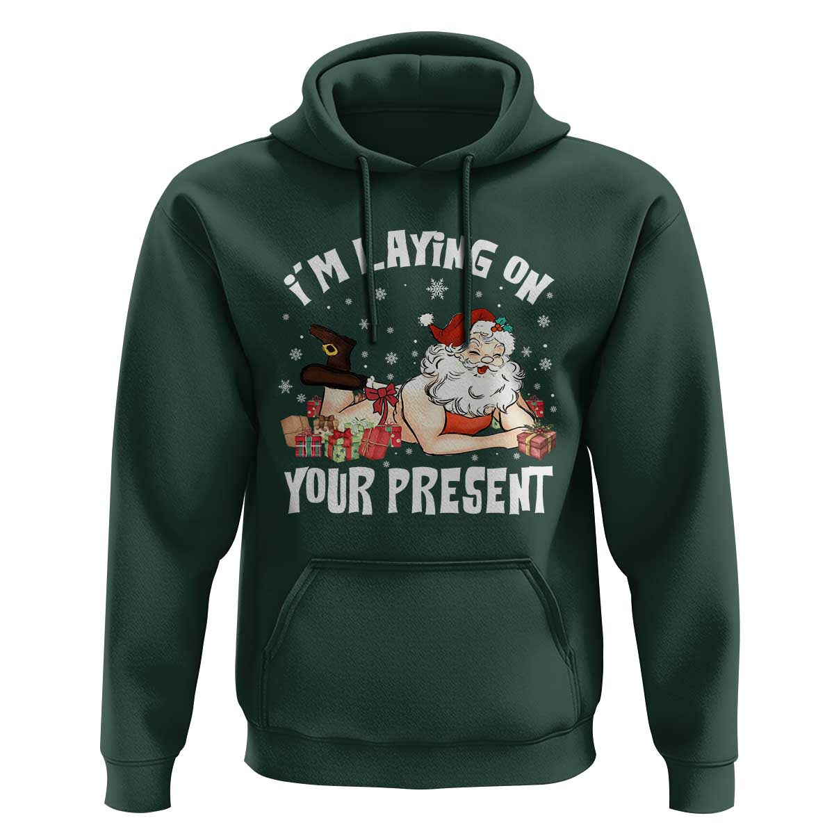 Funny Naughty Christmas Santa Hoodie I'm Laying On Your Present - Wonder Print Shop