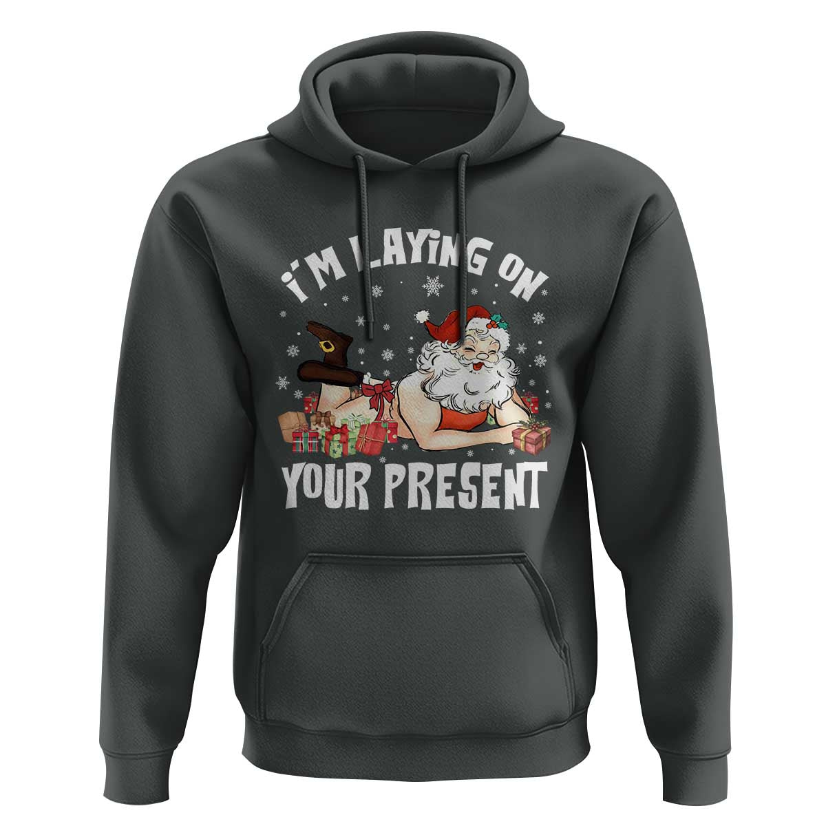 Funny Naughty Christmas Santa Hoodie I'm Laying On Your Present - Wonder Print Shop