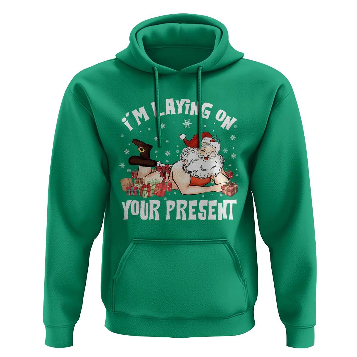 Funny Naughty Christmas Santa Hoodie I'm Laying On Your Present - Wonder Print Shop