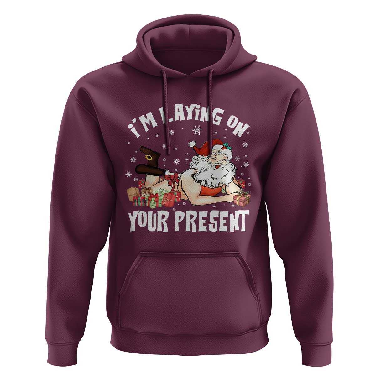 Funny Naughty Christmas Santa Hoodie I'm Laying On Your Present - Wonder Print Shop
