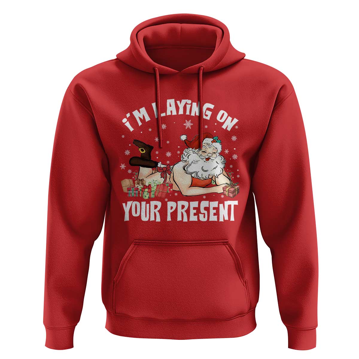 Funny Naughty Christmas Santa Hoodie I'm Laying On Your Present - Wonder Print Shop