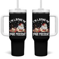 Funny Naughty Christmas Santa Tumbler With Handle I'm Laying On Your Present - Wonder Print Shop