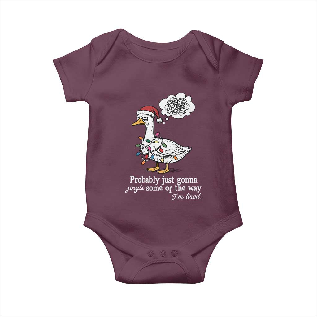 Probably Just Gonna Jingle Some Of The Way I'm Tired Baby Onesie Funny Christmas Goose - Wonder Print Shop