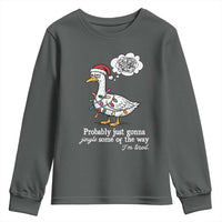 Probably Just Gonna Jingle Some Of The Way I'm Tired Youth Sweatshirt Funny Christmas Goose - Wonder Print Shop