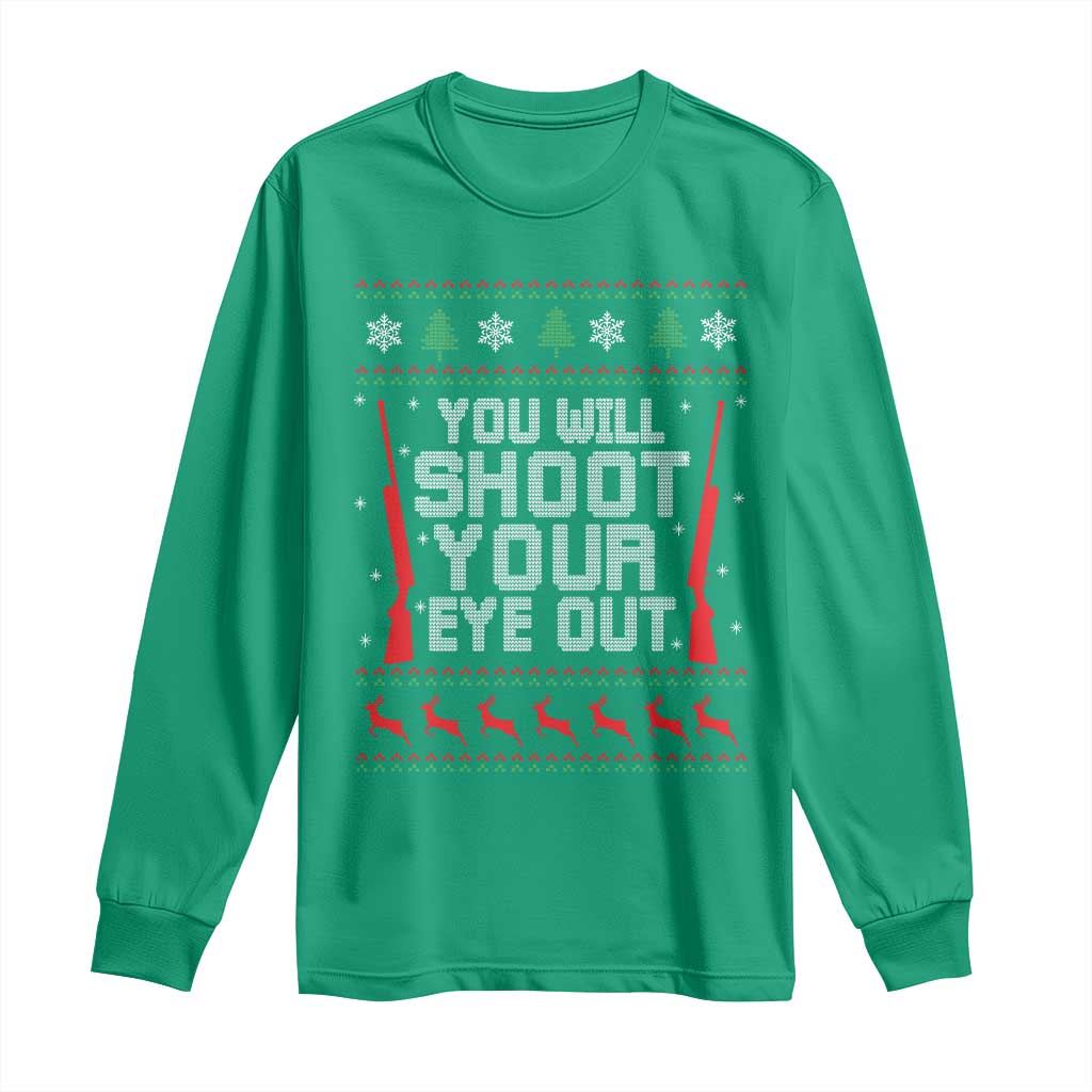 Funny You'll Shoot Your Eye Out Kid Long Sleeve Shirt Christmas Movie Guns - Wonder Print Shop