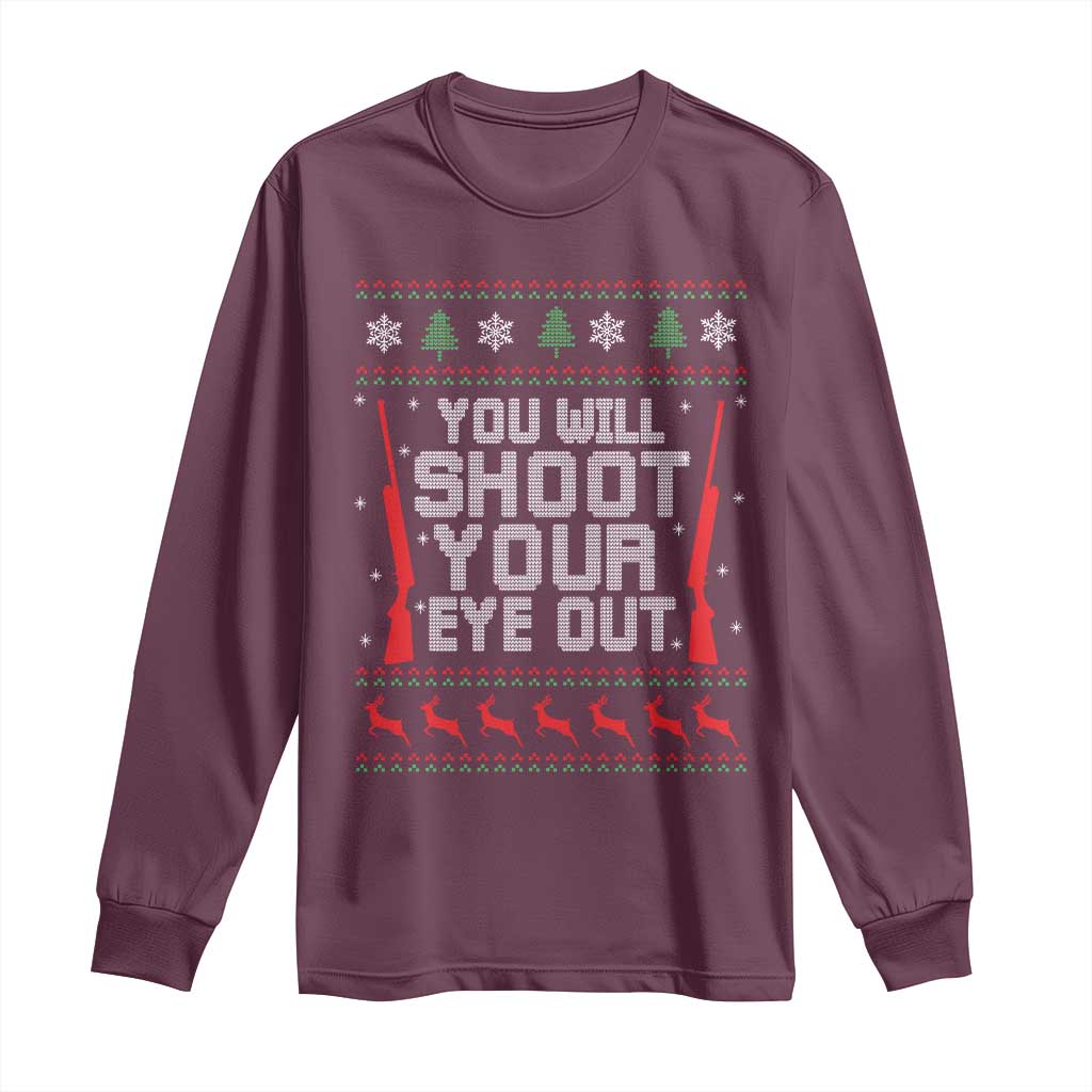 Funny You'll Shoot Your Eye Out Kid Long Sleeve Shirt Christmas Movie Guns - Wonder Print Shop