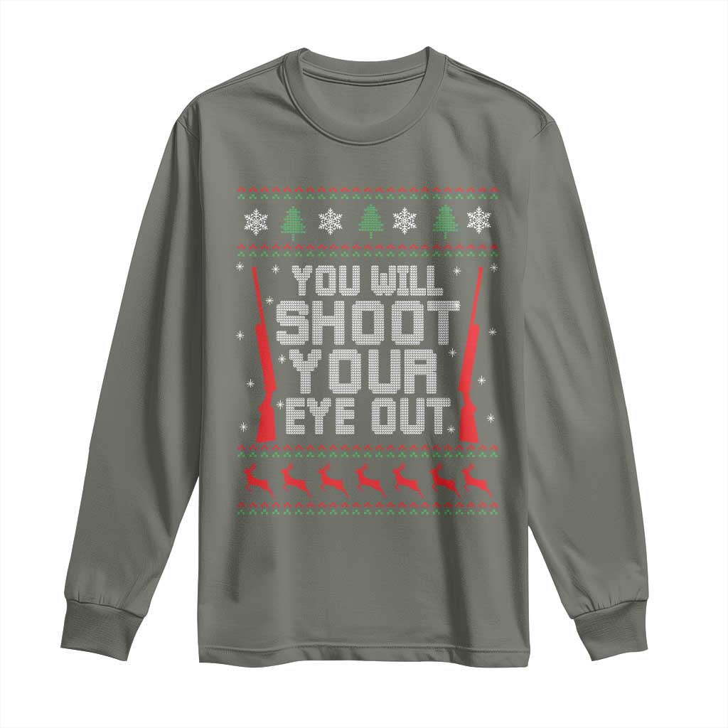 Funny You'll Shoot Your Eye Out Kid Long Sleeve Shirt Christmas Movie Guns - Wonder Print Shop