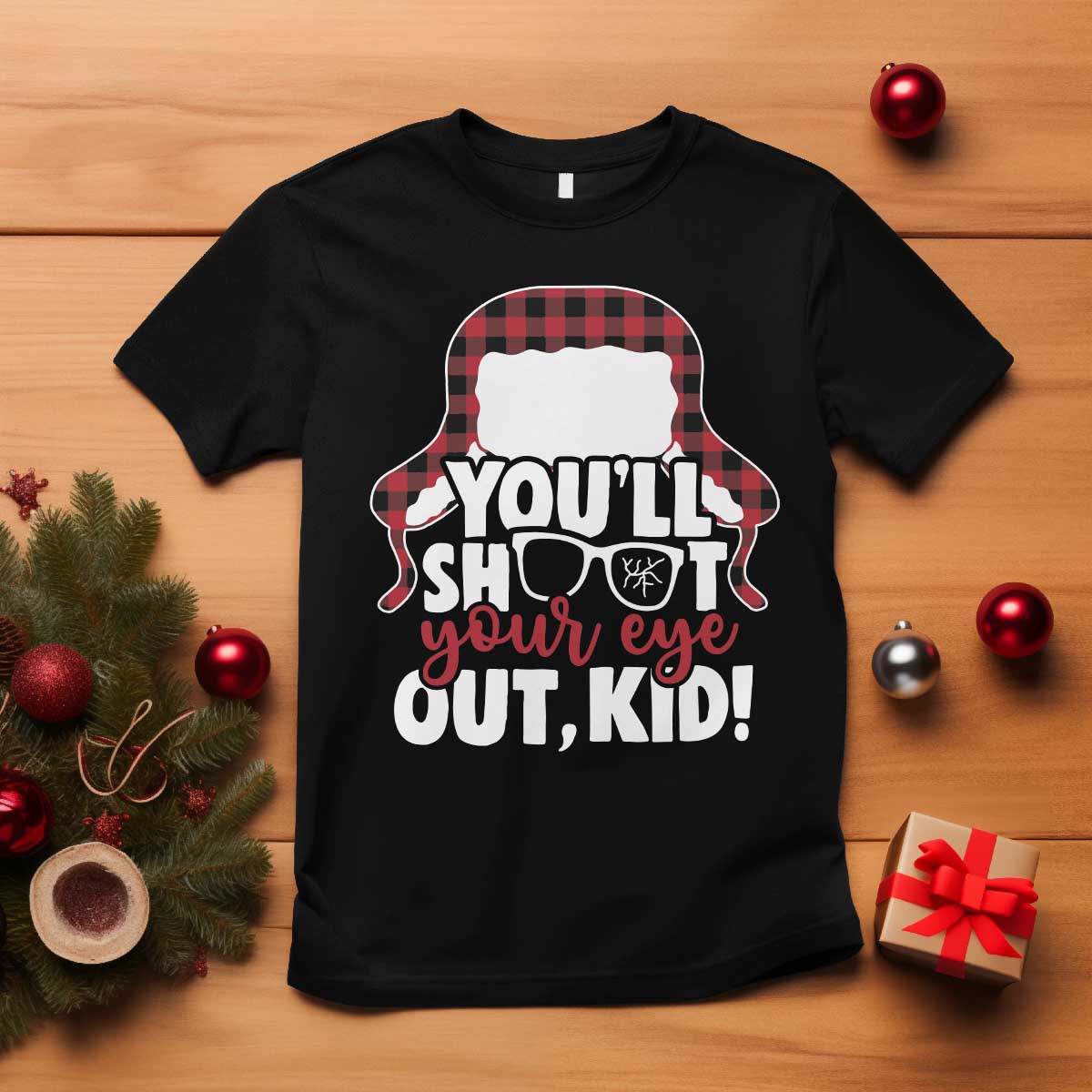 Funny You Will Shoot Your Eye Out Kid T Shirt Christmas Movie Glasses Hat - Wonder Print Shop
