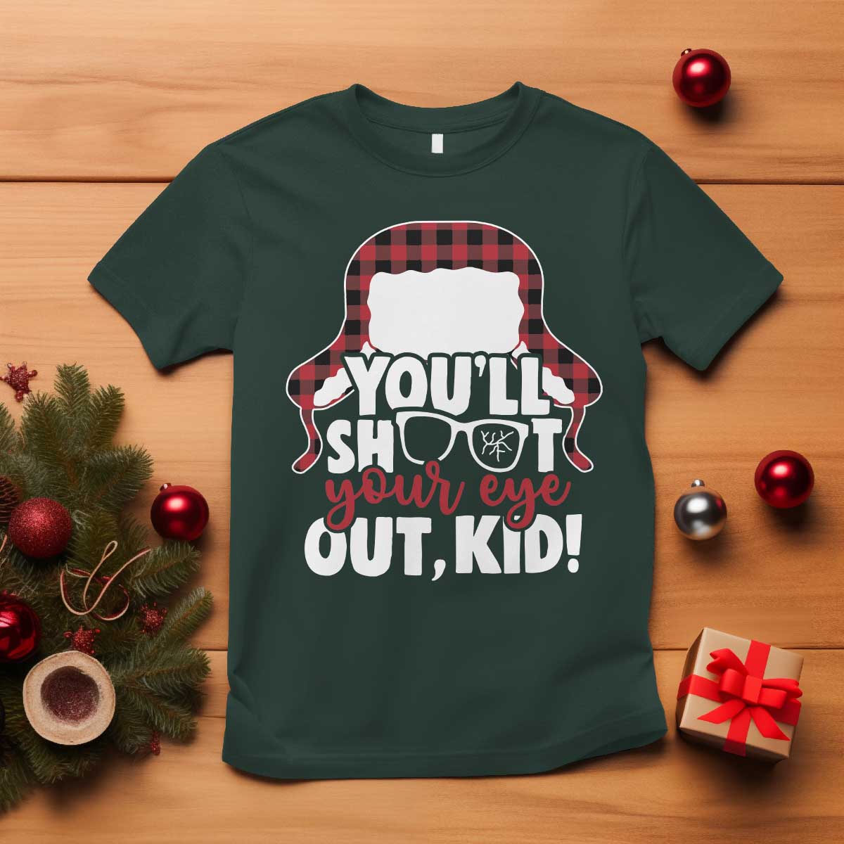 Funny You Will Shoot Your Eye Out Kid T Shirt Christmas Movie Glasses Hat - Wonder Print Shop