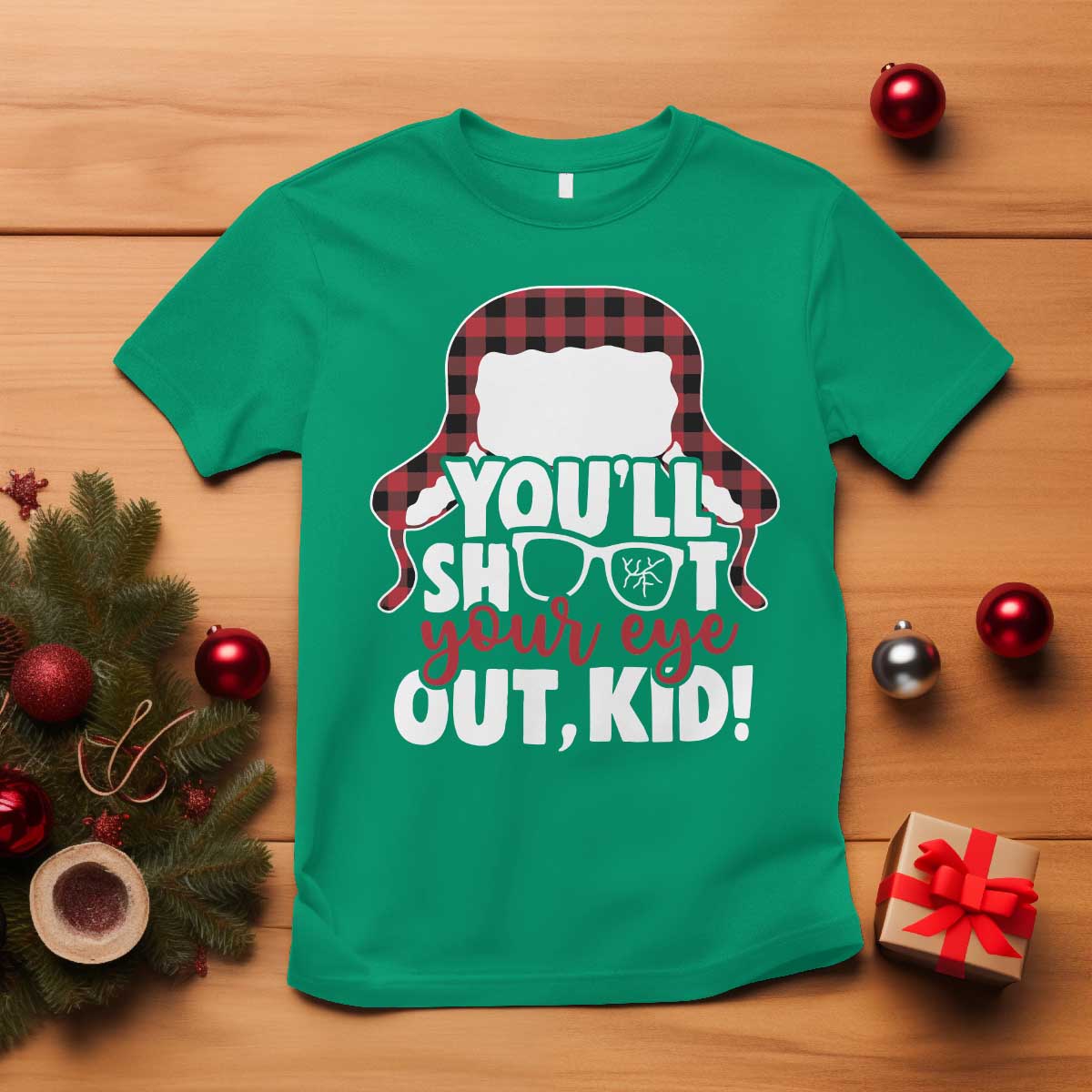 Funny You Will Shoot Your Eye Out Kid T Shirt Christmas Movie Glasses Hat - Wonder Print Shop