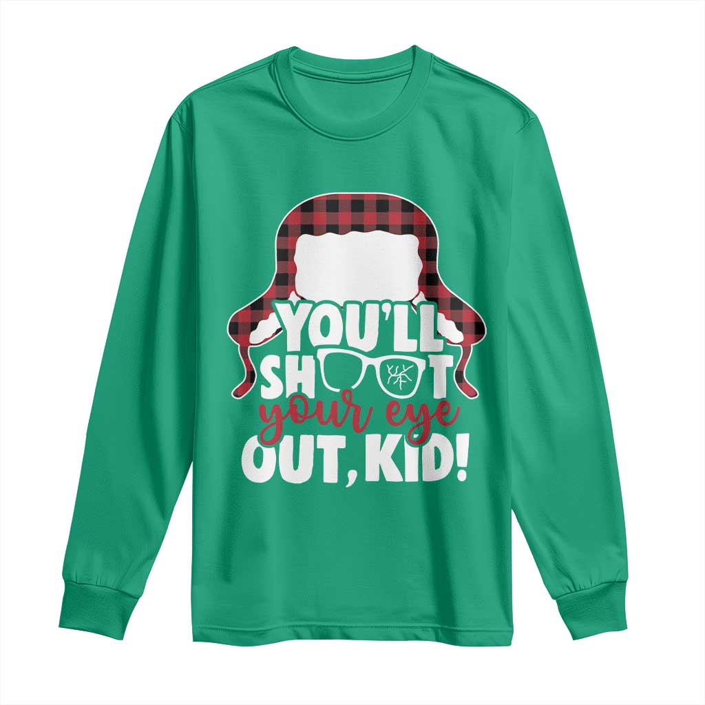 Funny You Will Shoot Your Eye Out Kid Long Sleeve Shirt Christmas Movie Glasses Hat - Wonder Print Shop