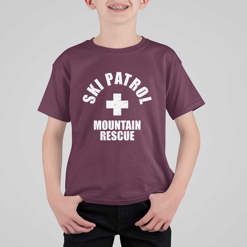 Ski Patrol Mountain Rescue T Shirt For Kid Winter Slopes Skiing Snowboarding - Wonder Print Shop