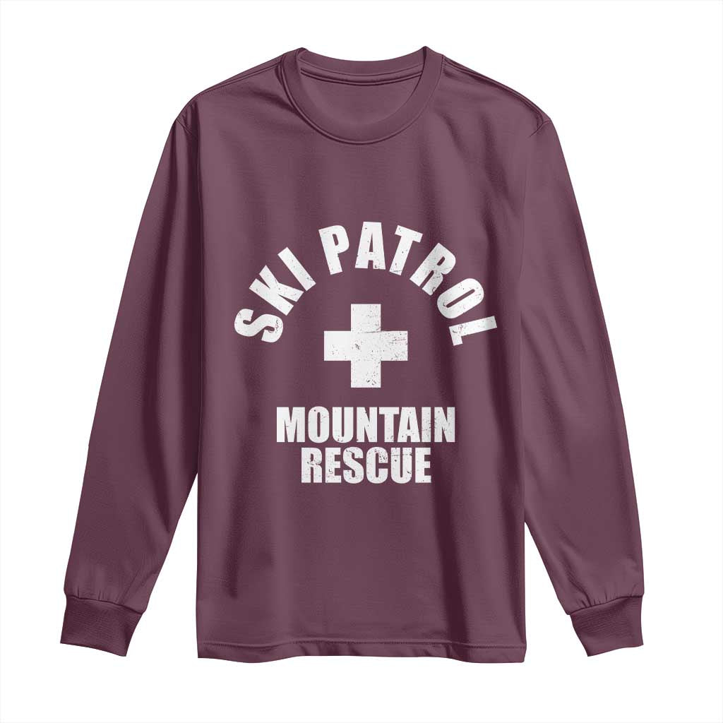 Ski Patrol Mountain Rescue Long Sleeve Shirt Winter Slopes Skiing Snowboarding - Wonder Print Shop