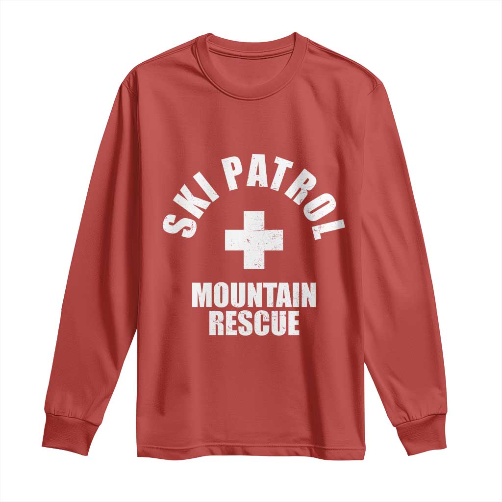 Ski Patrol Mountain Rescue Long Sleeve Shirt Winter Slopes Skiing Snowboarding - Wonder Print Shop