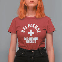 Ski Patrol Mountain Rescue T Shirt For Women Winter Slopes Skiing Snowboarding - Wonder Print Shop