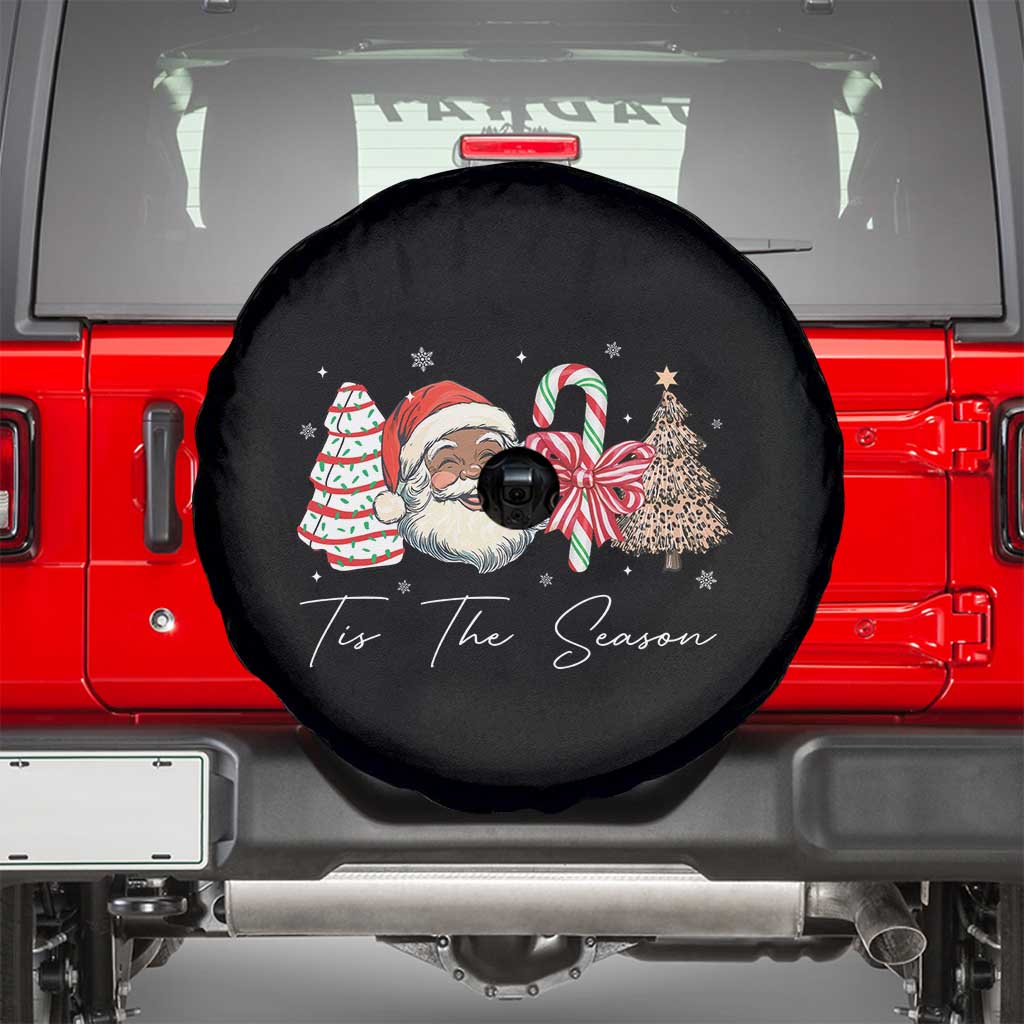 Funny Black Christmas Spare Tire Cover Tis The Season African American Santa - Wonder Print Shop