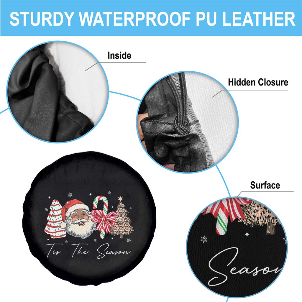 Funny Black Christmas Spare Tire Cover Tis The Season African American Santa - Wonder Print Shop
