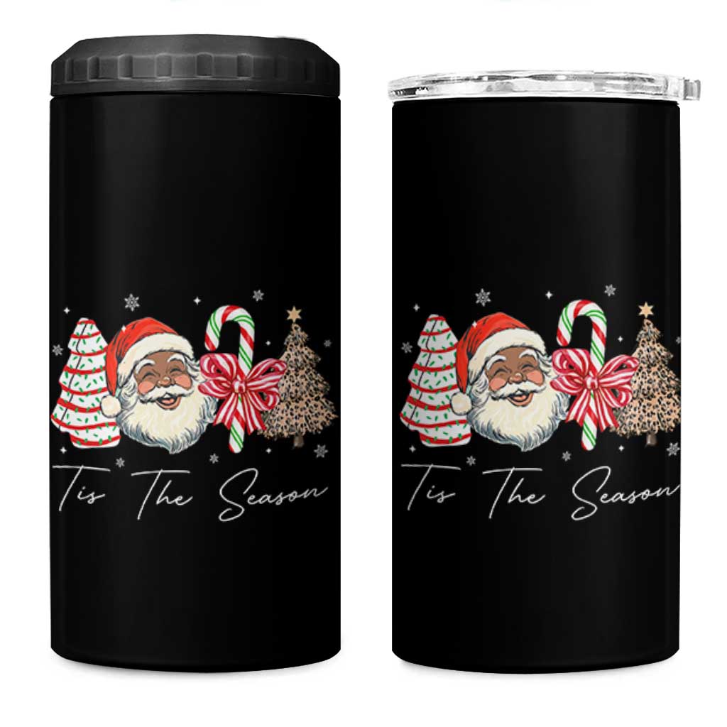 Funny Black Christmas 4 in 1 Can Cooler Tumbler Tis The Season African American Santa - Wonder Print Shop