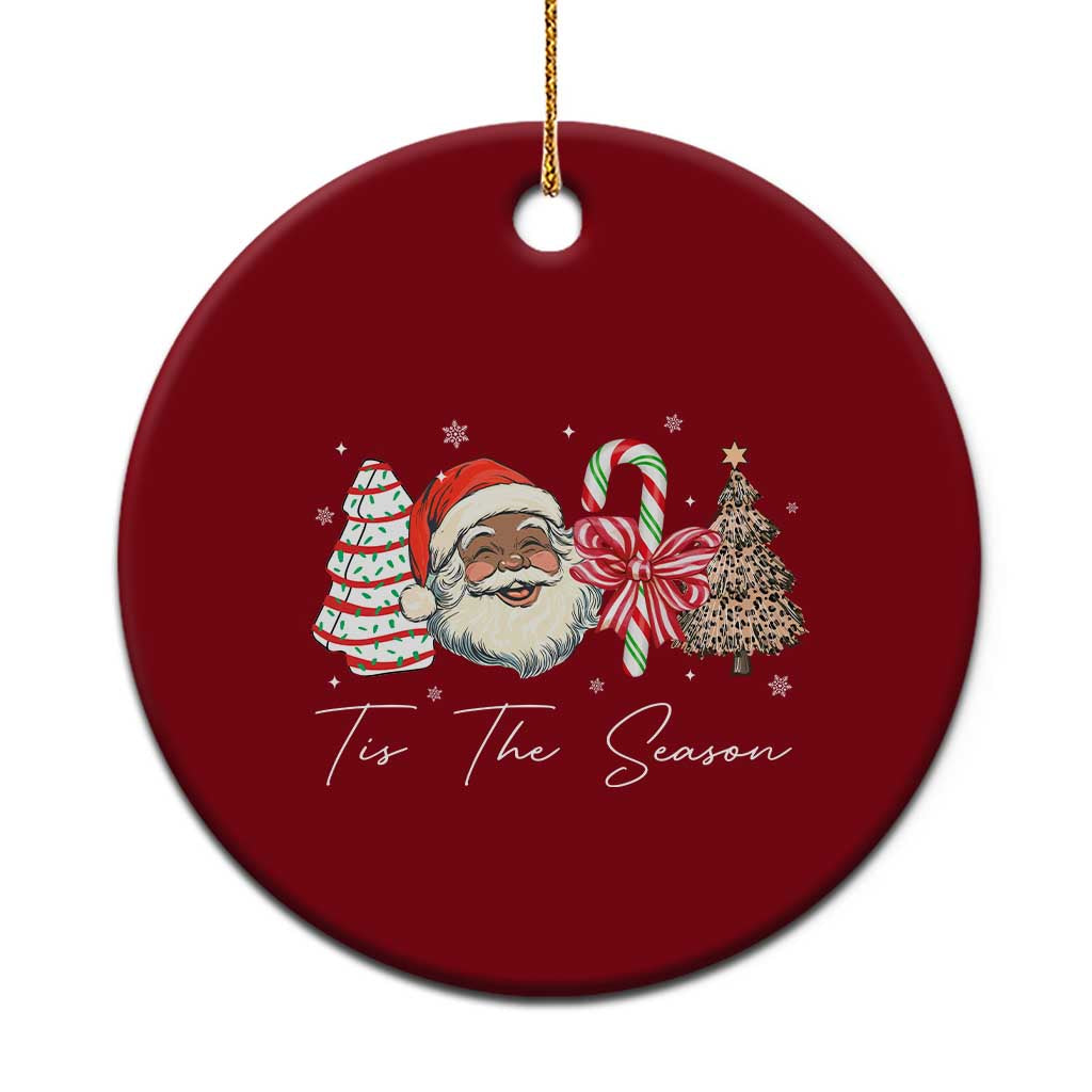 Funny Black Christmas Ceramic Ornament Tis The Season African American Santa - Wonder Print Shop
