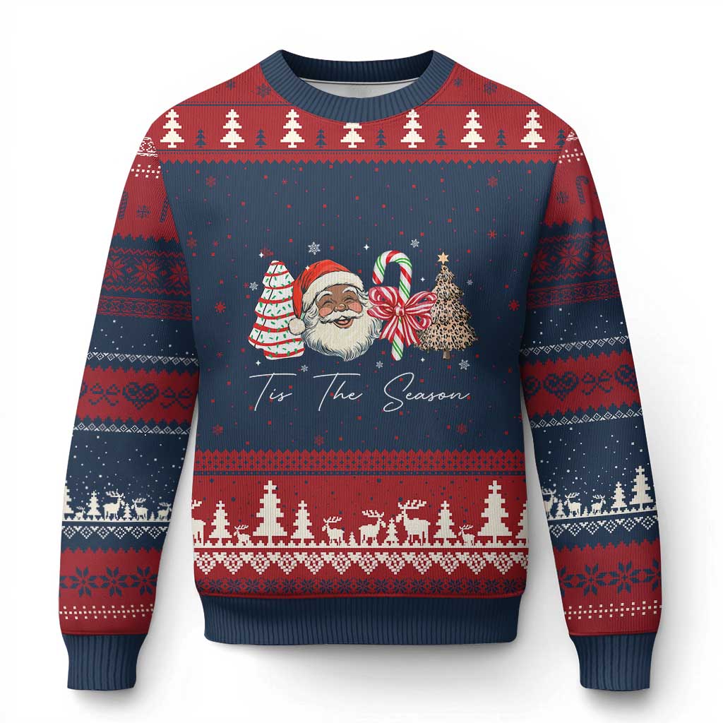 Funny Black Xmas Ugly Christmas Sweater Tis The Season African American Santa - Wonder Print Shop