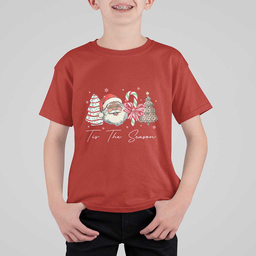 Funny Black Christmas T Shirt For Kid Tis The Season African American Santa - Wonder Print Shop