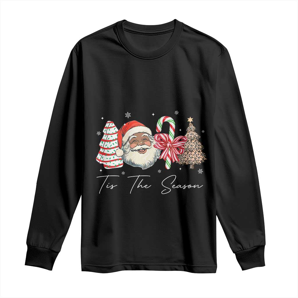 Funny Black Christmas Long Sleeve Shirt Tis The Season African American Santa - Wonder Print Shop