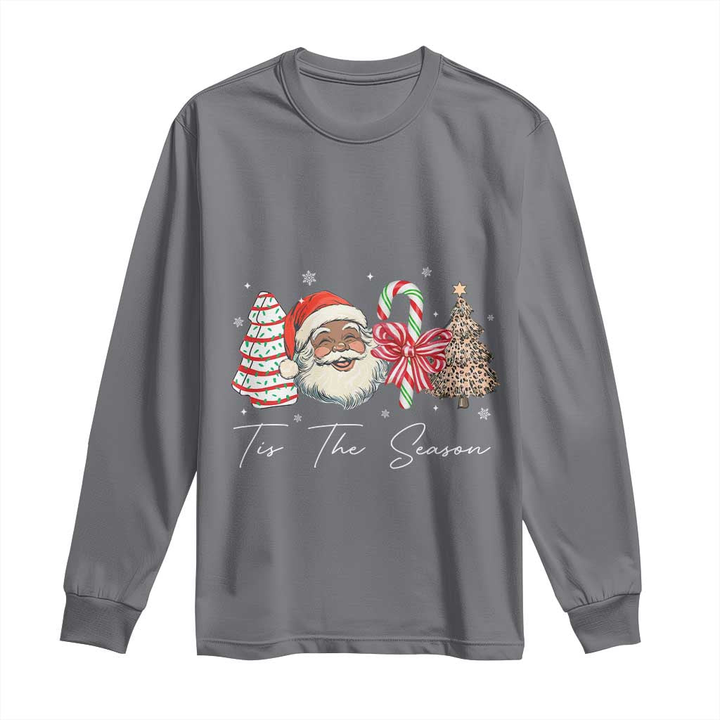 Funny Black Christmas Long Sleeve Shirt Tis The Season African American Santa - Wonder Print Shop