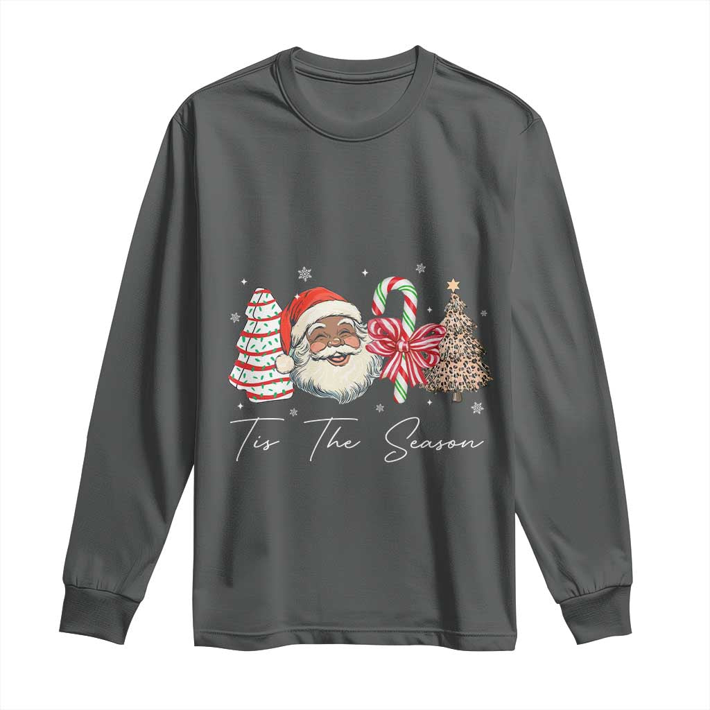 Funny Black Christmas Long Sleeve Shirt Tis The Season African American Santa - Wonder Print Shop