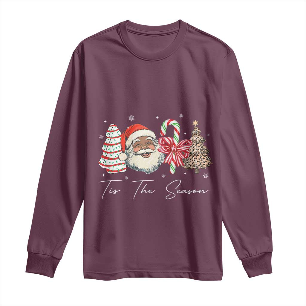 Funny Black Christmas Long Sleeve Shirt Tis The Season African American Santa - Wonder Print Shop