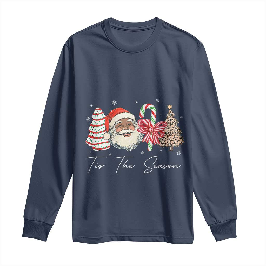 Funny Black Christmas Long Sleeve Shirt Tis The Season African American Santa - Wonder Print Shop