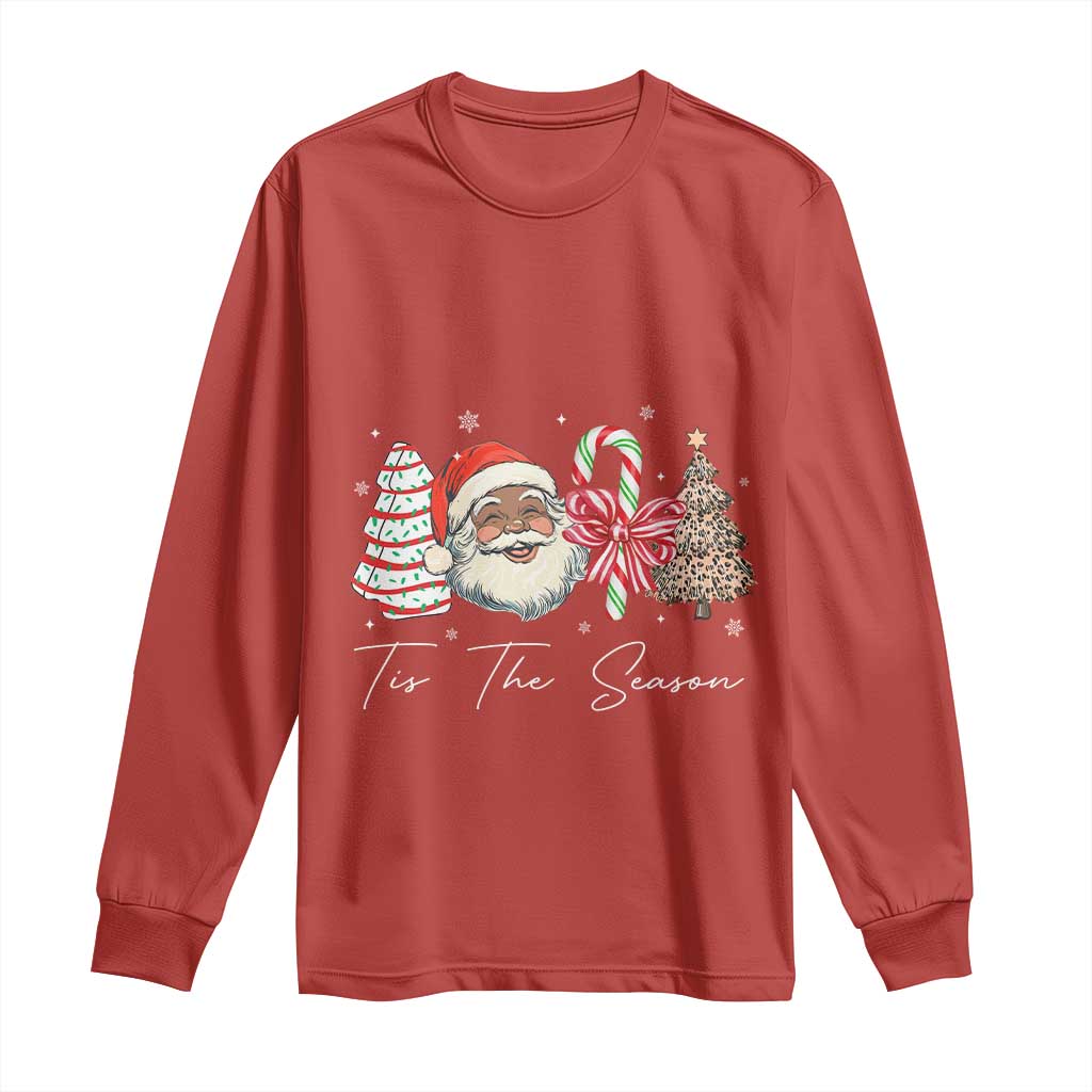 Funny Black Christmas Long Sleeve Shirt Tis The Season African American Santa - Wonder Print Shop