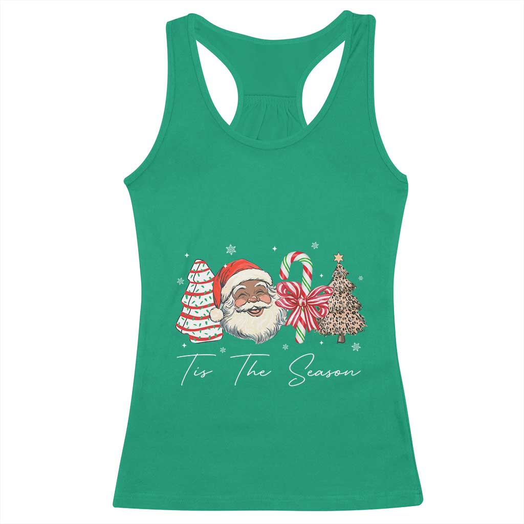 Funny Black Christmas Racerback Tank Top Tis The Season African American Santa - Wonder Print Shop