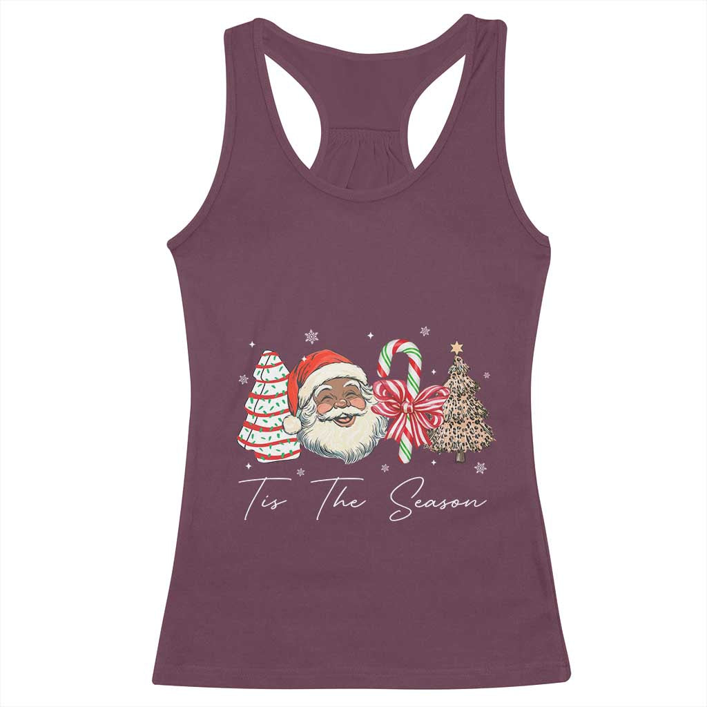 Funny Black Christmas Racerback Tank Top Tis The Season African American Santa - Wonder Print Shop