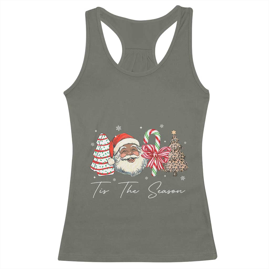 Funny Black Christmas Racerback Tank Top Tis The Season African American Santa - Wonder Print Shop