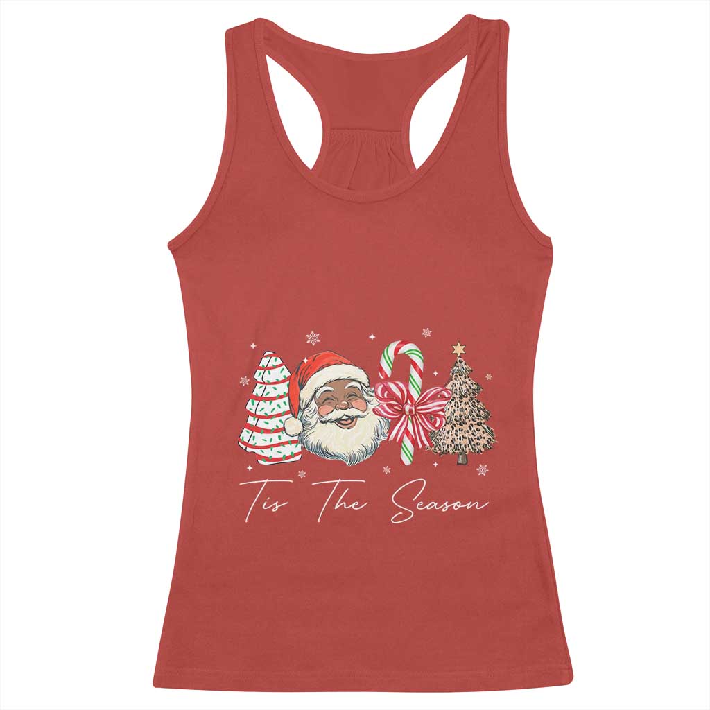 Funny Black Christmas Racerback Tank Top Tis The Season African American Santa - Wonder Print Shop