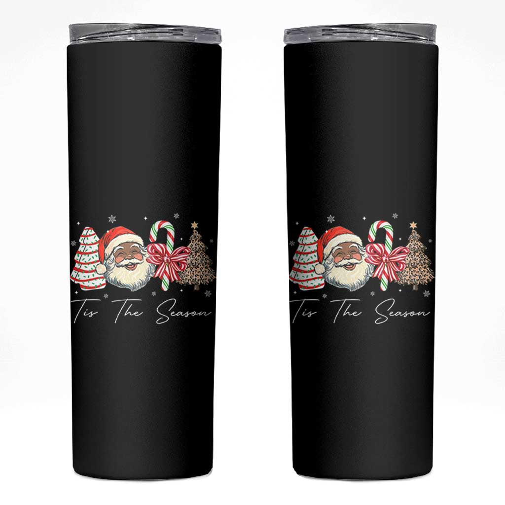 Funny Black Christmas Skinny Tumbler Tis The Season African American Santa - Wonder Print Shop