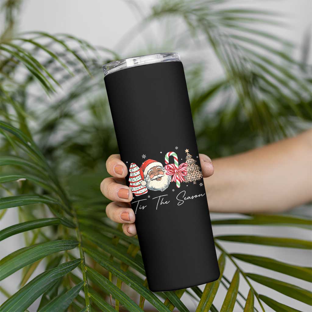 Funny Black Christmas Skinny Tumbler Tis The Season African American Santa - Wonder Print Shop