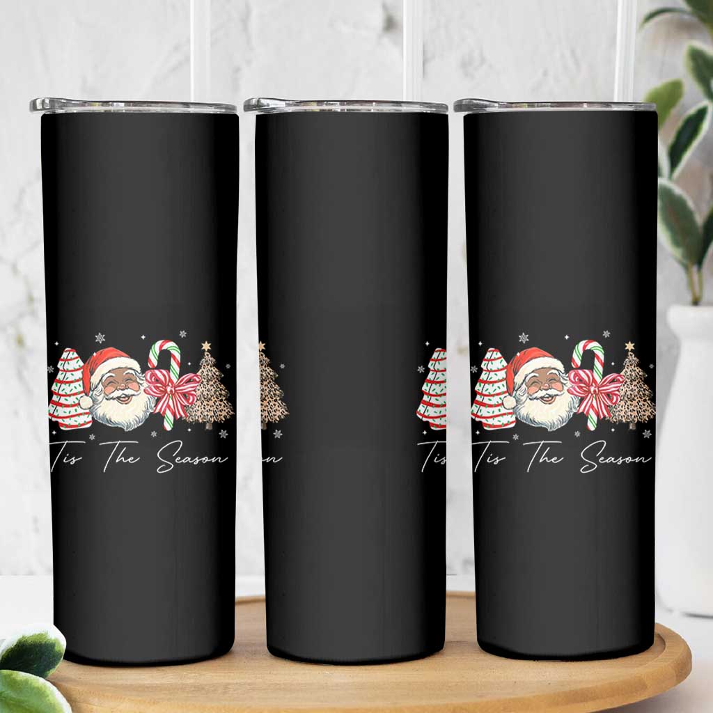 Funny Black Christmas Skinny Tumbler Tis The Season African American Santa - Wonder Print Shop