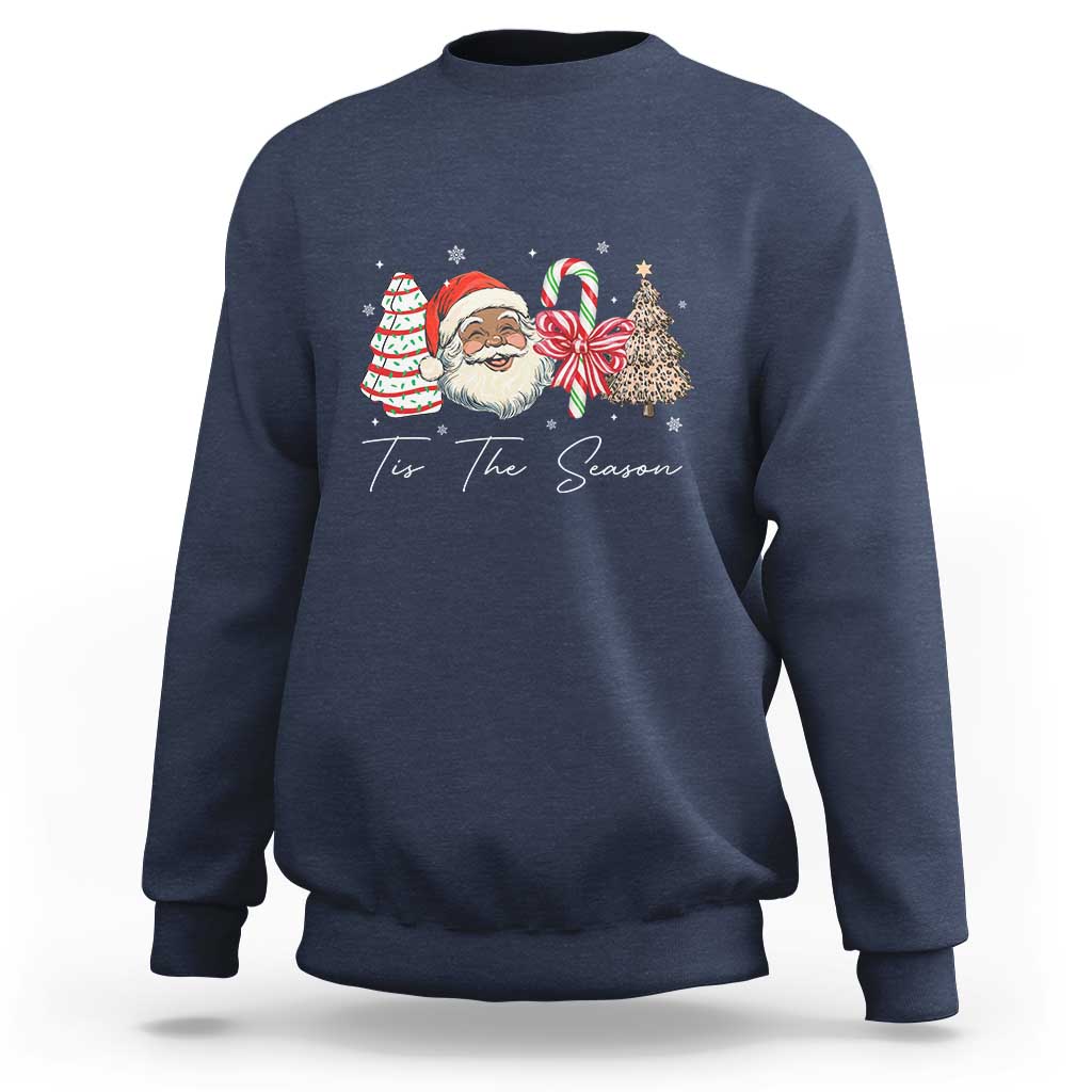 Funny Black Christmas Sweatshirt Tis The Season African American Santa - Wonder Print Shop