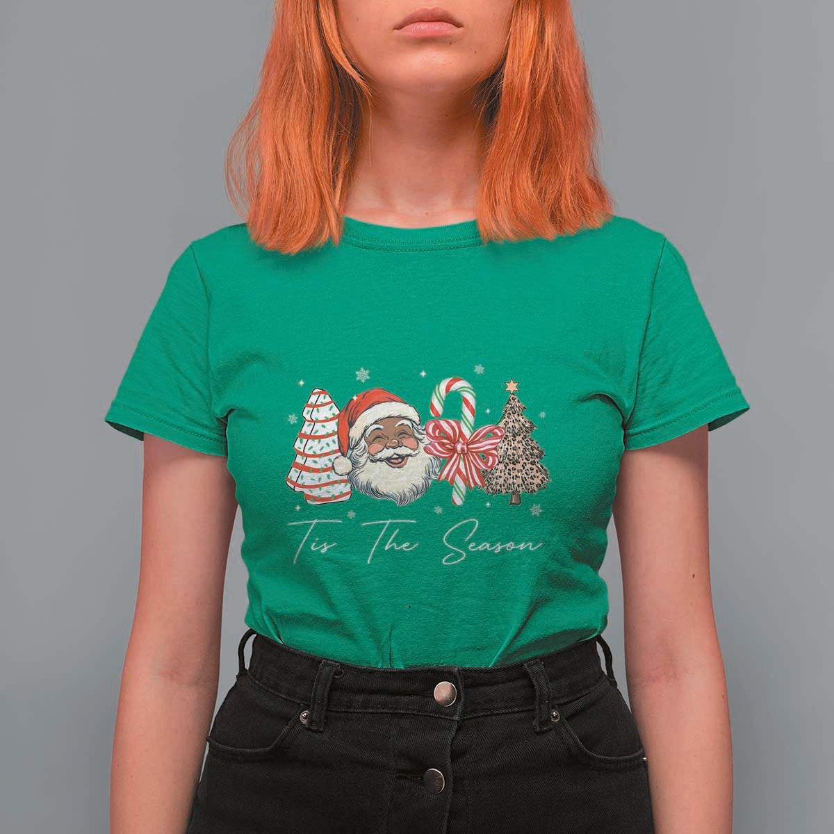 Funny Black Christmas T Shirt For Women Tis The Season African American Santa - Wonder Print Shop