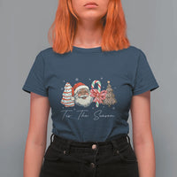 Funny Black Christmas T Shirt For Women Tis The Season African American Santa - Wonder Print Shop
