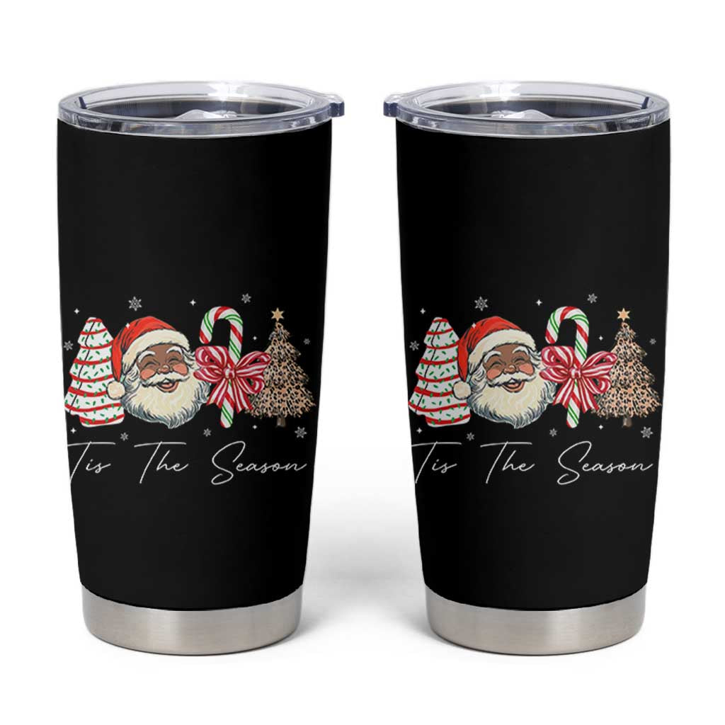 Funny Black Christmas Tumbler Cup Tis The Season African American Santa - Wonder Print Shop