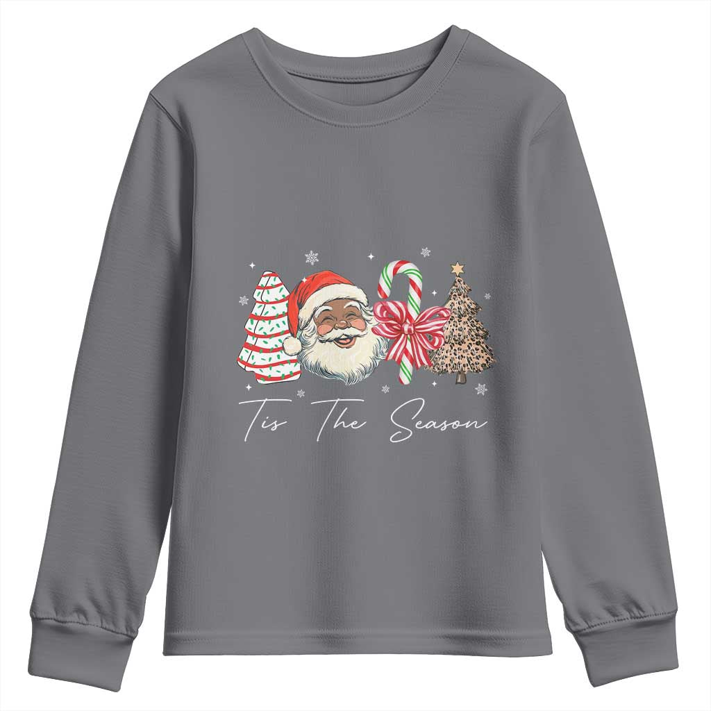 Funny Black Christmas Youth Sweatshirt Tis The Season African American Santa - Wonder Print Shop