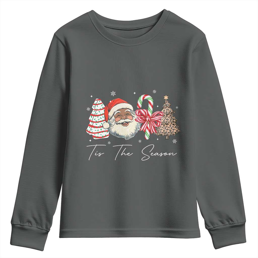 Funny Black Christmas Youth Sweatshirt Tis The Season African American Santa - Wonder Print Shop